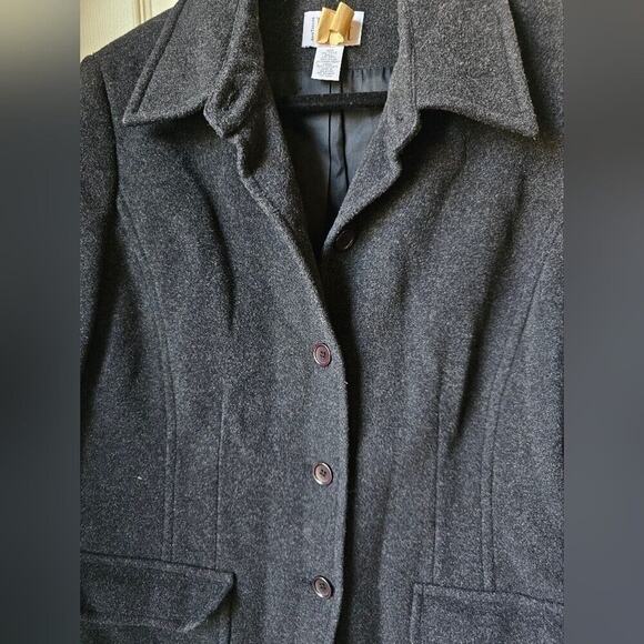 Ann Taylor Loft Vintage Wool Blend Short Pea Coat Petite 12 Gray Classic Minimal - Picture 6 of 7